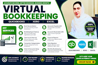 bookkeeping in quickbooks online, xero and excel