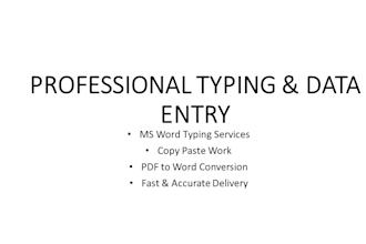 do professional ms word typing and entry work