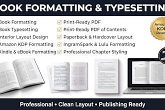 do professional book formatting book typesetting book layout for print or ebook