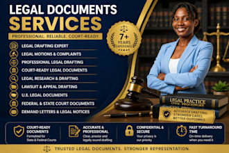 draft legal motion, complaint, appeal, lawsuit, petitions, summon, letters USA