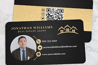 design real estate business card with qr code for agents, investors and realtor
