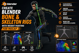 create blender bone and skeleton rigs with weight painting for mocap