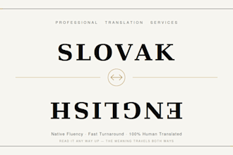 provide native level slovak, czech, english translations