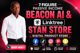 set up linktree bio link landing page and beacons for social media