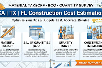 ca tx fl construction cost estimation material takeoff boq quantity survey