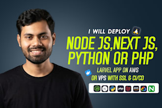 deploy node js next js laravel python app on AWS ec2 vps
