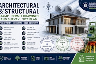 prepare architectural and structural stamp for tx, ca, ga, oh