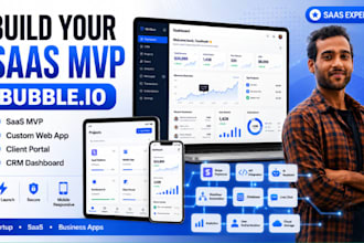 build bubble io saas mvp web app, client portal and custom dashboard