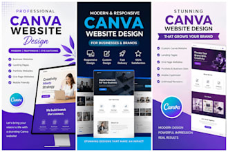 build a modern canva website, one page website, or landing page