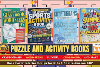 design puzzle books, cryptograms, activity books for kids and adults expertly