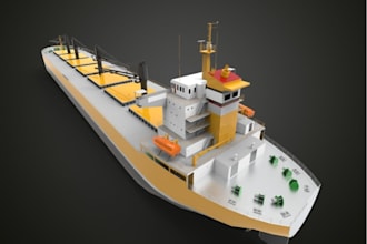 3d ship model, bulk carrier, cargo, container ship, military and offshore render