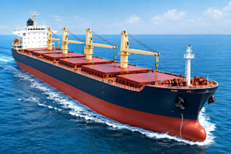 3d ship model, bulk carrier, cargo, container ship, military and offshore render