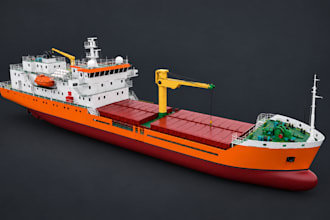 3d vessel model, cargo midship section, hull exterior, 3d marine yacht, 3d boat