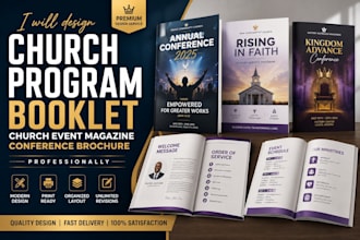 design church program booklet, church event magazine