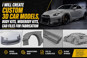 create custom 3d car models, body kits, widebody kits, cad files for fabrication