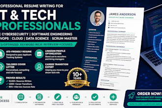 deliver professional resume writing service for IT cybersecurity, tech sales