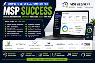 setup gohighlevel msp servicenow connectwise psa halopsa ninjaone datto rmm make