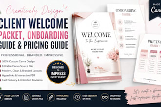 design a client welcome packet onboarding guide  employee handbook pricing guide