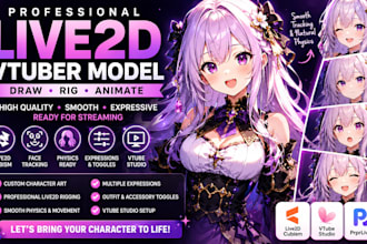 draw, rig and animate professional live2d vtuber model with physics