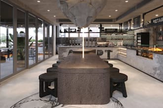 design 3d cafe interior, coffee shop, bakery cgi rendering, restaurant exterior