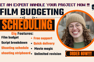 create film budget, script breakdown, scheduling on movie magic, film pitch deck