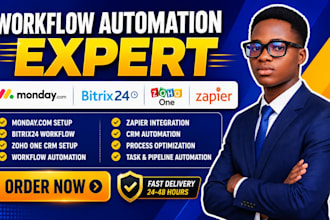 setup monday com bitrix24 workflow automation zoho one crm zapier integration