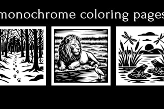 custom monochrome coloring pages for amazon KDP in any niche