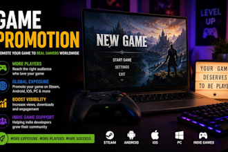 do game promotion for steam, android, ios, PC and indie games worldwide