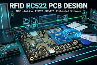 design rfid rc522 pcb, nfc, arduino esp32 stm32 and embedded firmware