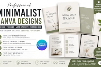 design professional minimalist canva ebook, freebie, lead magnet and workbook