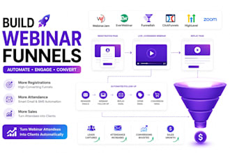 build webinar funnel funnelish webinarjam, everwebinar, ghl, clickfunnels zoom