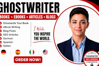 ghostwrite your book ebook articles blog in german spanish italian french