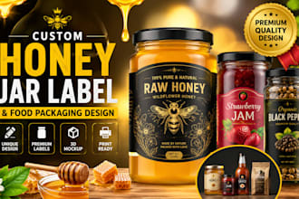 design custom honey jar label bottle label spice label jam jar food packaging