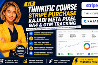 fix thinkific course stripe purchase kajabi meta pixel ga4 GTM tracking