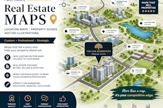 create real estate map, location map, property guide, vector illustration