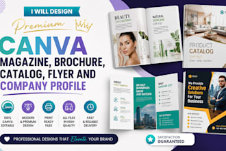 design premium canva magazine brochure catalogue flyer and company profile