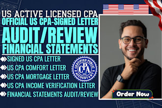 prepare and sign US CPA letter, comfort mortgage ownership verification letter