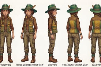 create hand drawn character turnaround sheets