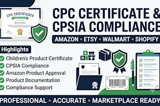 provide cpsia compliance CPC certificate for amazon product approval