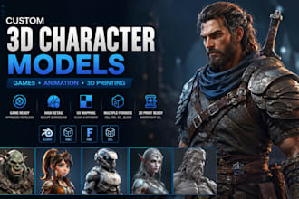 create custom 3d character models for games animation and 3d printing