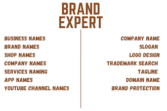 give you unique business name, slogan, product name, taglin, domain naming