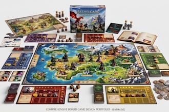 do custom board game design, card game art, and tcg assets