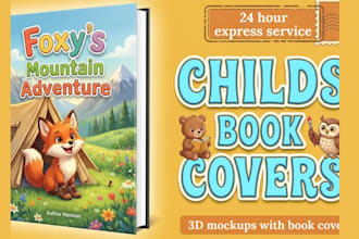 illustrate children book, design 3d ebook cover, format for amazon KDP