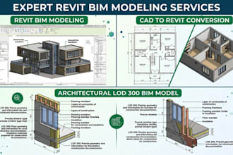 do revit bim modeling, cad to revit converserion, architectural lod 300 bim