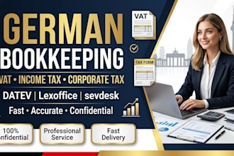 do german tax return, vat, cooperate tax, income tax booking for your business