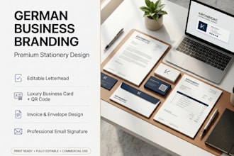 german business branding stationery editable letterhead business card and qrcode