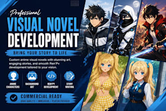 do visual novel game anime 2d character sprite game design game backgrounds vn