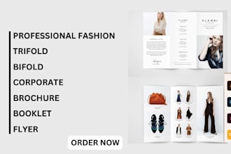 design b2b fashion streetwear trifold bifold corporate brochure, booklet, flyer