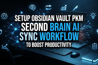 setup obsidian vault pkm, second brain ai sync workflow to boost productivity