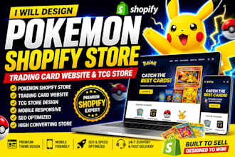 design pokemon shopify store trading card website tcg store